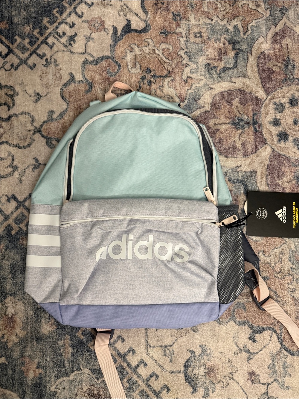 Adidas Mint, Light Gray & Lavender Casual Backpack